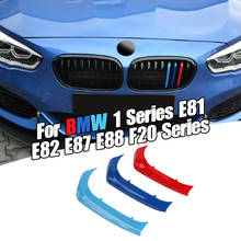 Dropship 3pcs Car 3D M Styling Front Grille Trim Bumper Cover Strip Strips Stickers Cover for BMW 1 Series F20 E87 2024 - buy cheap