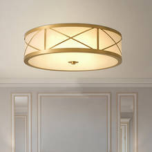 Lámpara de techo LED de cobre, redonda, simple, creativa, para dormitorio, estudio, sala de estar 2024 - compra barato