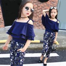 Fashion Summer Baby Toddler Teenager Girls Clothing Sets Short Sleeve Tops + Floral Pants 2 Piece Suit Child Kids Clothes Set 2024 - buy cheap