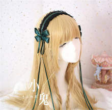 Lolita laço faixa de cabelo arco kc fita cabeça hoop estilo japonês doce kawaii menina headwear b451 2024 - compre barato