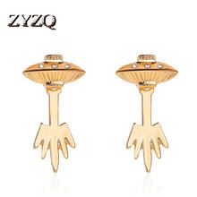 ZYZQ-pendientes de Metal con forma de nave espacial para mujer, aretes colgantes traseros con personalidad, con incrustaciones de estrella de cristal 2024 - compra barato