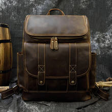 Mochila de couro masculina, mochila vintage de alta capacidade para laptop de 15.6 polegadas, de couro de vaca 2024 - compre barato