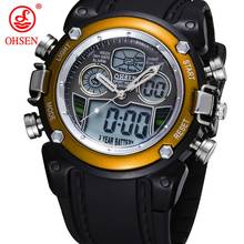 Fashion Dual time Men's Sport Wristwatch Stopwatch Silicone strap Yellow Waterproof Digital Quartz Man Watch Clocks montre homme 2024 - buy cheap