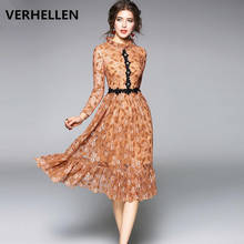 VERHELLEN, vestido de pasarela de diseñador de alta calidad, vestido de otoño 2020 para mujer, vestido informal elegante de retales de manga larga, Vestidos 2024 - compra barato