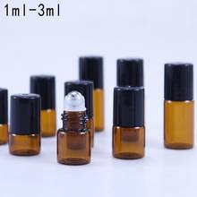 5PCS 1ml/2ml/3ml Amber Thin Glass Roll on Bottle Sample Glass Container Test Essential Oil Vials with Roller Metal /Glass Ball 2024 - buy cheap