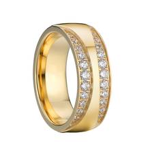 ladies LOVE Alliances Anniversary Marriage couple wedding rings for women gold color Cubic zirconia jewelry finger rings 2024 - buy cheap