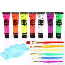 7 Tube 25ml UV Glow Blacklight Luminous Face and Body Paint Neon Fluorescent Pigment Glow in Dark Makeup Painting Kit D02 20  2024 - buy cheap