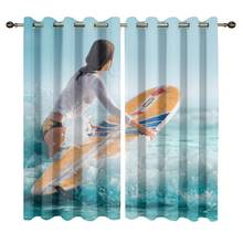 Customized Surfing Print Windows Curtains for Living Room Kids Bedroom Decorative Kitchen Drapes Window Treatments Dropship 2024 - buy cheap