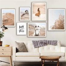 Boho Style Desert Horse Hay Girl Quote Wall Art Canvas Painting Nordic Posters And Prints Wall Pictures For Living Room Decor 2024 - buy cheap