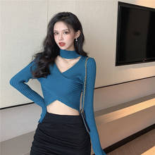 Woman Sweaters Pull Hiver Sexy Halter Cross-Cut-and-Sew 2020 Autumn Winter Coat Female Femme Chandails 2024 - buy cheap