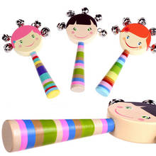 Sonajero de madera para bebé, Cascabel con cara sonriente, agitador palo, juguetes musicales para niños, instrumento Musical con mango de madera (8 piezas 2024 - compra barato