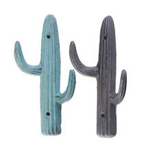 DRELD Cast Iron Cactus Wall Hook Key Hanger Holder Cloth Hook Wall-mounted Antique Decorative Garden Hook Wall Door Decor 2024 - buy cheap