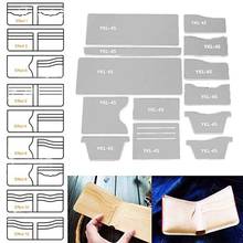 13x Leathercraft Universal Clear Acrylic Wallet Pattern Stencil Template Set Leather Mini Card Holder Template DIY Tools 2024 - buy cheap