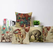 Capa de almofada decorativa de elefante, capa de almofada colorida para decoração de casa, carro, sofá, assento, fronha, decoração 2024 - compre barato