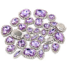 New arrivals Violet crystal buttons mix shape sew on glass rhinestones with cup chian rim diy clothing/necklace 2024 - buy cheap