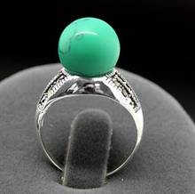 Free shipping  wholesale Rare 8mm Green Natural jade Beads Marcasite 925 Sterling Silver Ring #7/8/9/10 2024 - buy cheap