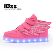 IGxx, calzado con luz LED superior para niños, alas de Ángel, carga USB, zapatos brillantes, zapatillas luminosas LED para niños, zapatillas para niños 2024 - compra barato