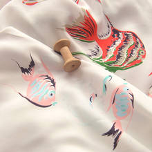 Quality silk wadding fabric Tropical fish tissu dress long pants bedding fabrics 2024 - buy cheap