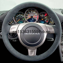 Cubierta de volante de coche de costura a mano de ante negro DIY para 997 turbo Porsche 911 2006, accesorios de coche 2024 - compra barato