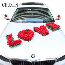 Carta de amor flor do carro decoração de casamento flor seda simulação rosa para o fundo do carro casamento romântico layout decoração 2024 - compre barato