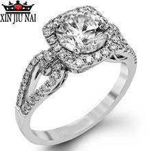 Anel prata 925 cristal branco para mulheres, joia estilosa de zircônia cúbica para casamento, anel de marca de luxo 2024 - compre barato