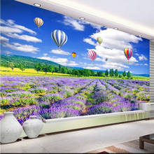 Personalizar lavanda flor mar bela paisagem 3d papel de parede personalizado grande mural verde parágrafo quarto 2024 - compre barato