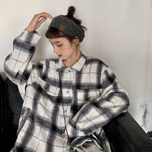 Camisa xadrez solta para mulheres, camisa japonesa kawaii vintage coreana 2024 - compre barato