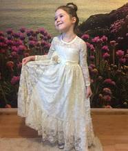 White Ivory Long Sleeve Baby Girl Cloth Flower Girl Dress for Wedding Pageant Gown First Commmunion Dress 2024 - buy cheap