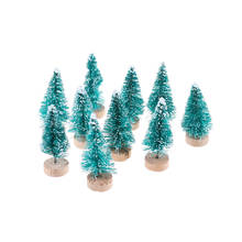 Mini árvore de pinheiro pequeno diy, mini árvore para bonecos, acessórios de brinquedo, árvore de natal para crianças, presente de natal com 10 peças 2024 - compre barato