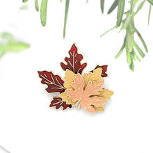 Cartoon Autumn Maple Leaf Enamel Pin Fashion Overlapping Red Brooch Backpack Clothes Lapel Pin Animal Jewelry Gift for Friends 2024 - buy cheap