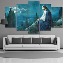 Modular Wall Picture Canvas Art 5 Panels Jesus Print Painting On Canvas Poster Wall Pictures For Livingroom Home Decoration 2024 - buy cheap