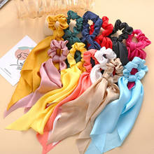 New Bow Satin Ribbon Ponytail Scarf Hair Tie Scrunchies Women Girls Elastic Hair Bands Silky Rubber Bands Hair accessories 2024 - buy cheap