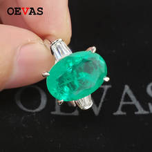 OEVAS 100% 925 Sterling Silver 10*14mm Oval Synthetic Emerald Wedding Rings For Women Sparkling Engagement Party Fine Jewelry 2024 - buy cheap