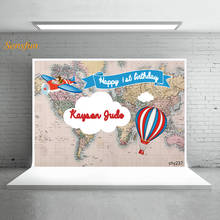 LEVOO Photography Background 1st Birthday World Map Plane Photo Background Photographic Backdrop Shoot Props Vinyl Photophone 2024 - buy cheap