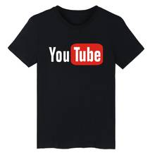 Divertido Youtube Logo negro impreso algodón camiseta hombres con 4XL You Tube hombres camiseta marca de lujo en camiseta larga Tops par 2024 - compra barato