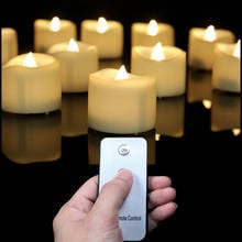 Упаковка из 4 мерцающих желсветильник свечей, работающих на батарейках, небольшие беспламенные чайные светильник Чи для свадьбы, дня рождения 2024 - купить недорого
