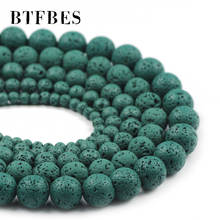 Btfbes-pingentes em borracha para pulseiras femininas, pedra de lava natural, verde escuro, 4, 6, 8, 10, 12mm, contas espaçadoras soltas, fabricação de joias para mulheres 2024 - compre barato