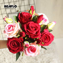 1 Branch Velvet Rose 3 Heads Artificial Flowers DIY Silk Fake Flower Fresh Flores for Party Home Wedding Garden Decoration 2024 - buy cheap