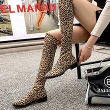 Botas de leopardo para mujer, zapatos de nieve cálidos por encima de la rodilla, planos, de talla grande, a la moda, 2020 2024 - compra barato