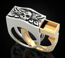 Мужское кольцо с черепом, в стиле панк, с секретным отделением, Подарок на юбилей, в стиле хип-хоп, нейтральные ювелирные украшения, кольцо викингов 2024 - купить недорого