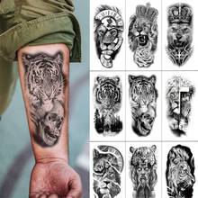 Водостойкая Временная тату-наклейка, лес, Лев, тигр, медведь, флэш-тату для женщин, леопард, волк, корона, боди-арт, искусственная татуировка на руку для мужчин 2024 - купить недорого