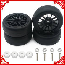 4pcs 63mm alloy 14 spoke black colour rim wheel rubber tire for rc hobby model car 1-10 WPL D12 drift truck upgraded parts 2024 - buy cheap