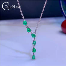 CoLife Jewelry 925 silver emerald necklace for wedding natural emerald silver necklace birthday gift for woman emerald jewelry 2024 - buy cheap