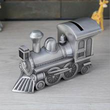 Metal train piggy bank Steam train kids money storage boxes coin saving box coin dispenser/ jar for Children's gifts SNG062 2024 - buy cheap