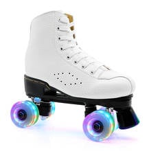 JK-Patines de piel sintética para adulto, zapatos de patinaje de dos líneas con ruedas intermitentes, Quad, buena Patines 2024 - compra barato