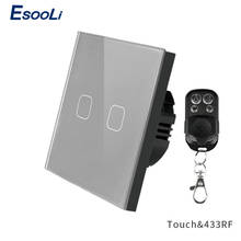 Esooli EU/UK Standard 1/2 Gang 1 Way Smart Home Wireless Remote Control Light Switch RF433 Remote Control Wall Touch Switch 2024 - buy cheap