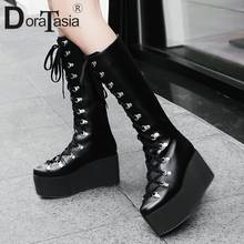 DORATASIA Girl  Fashion Brand Metal Decorating Dress Boots Cool Wedges Boots Women lace-up High Platform Shoes Woman 2024 - buy cheap