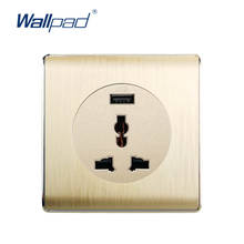 Wallpad 3 Pin MF Socket With USB Charger 5V 2400MA Wall Power Socket Electric Outlet Gold PC Brushed Panel For Home 2024 - buy cheap