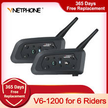 Vnetphone V6 Multi BT Домофон 1200M Мотоциклетный Bluetooth Шлем Домофон внутренняя связь мото-гарнитура для 6 всадников 2024 - купить недорого