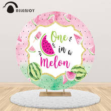 Allenjoy One in a Melon Watermelon Round Background Circle Backdrop Cover Summer Fruit Birthday Party Decor Photocall Banner 2024 - buy cheap